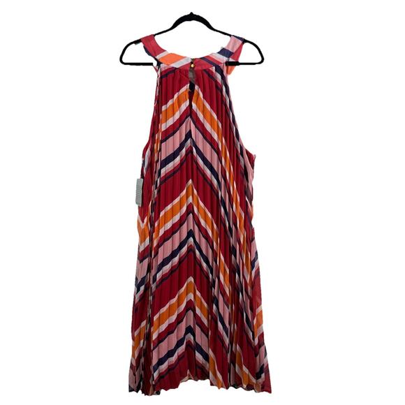 Love X Design New Striped Trapeze Swing Dress Size 2X Halter Accordion Pleated - Picture 6 of 14